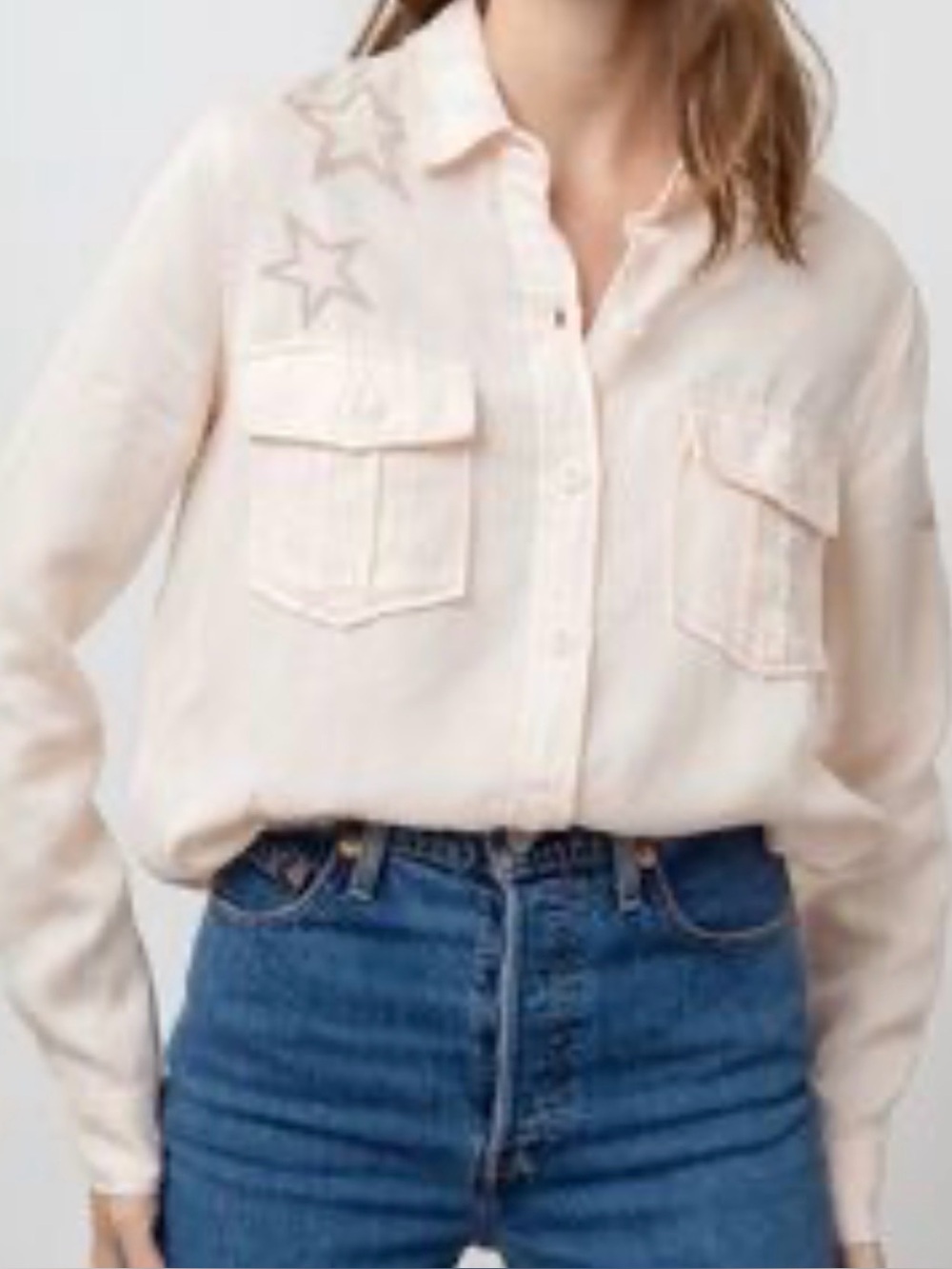 Rails Pale Pink Star-Stud Button-Down Shirt